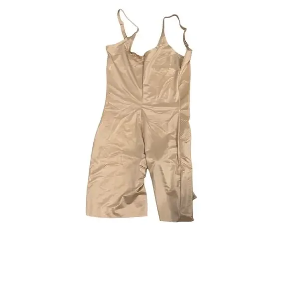 Spanx Thinstincts 2.0 Open-Bust Mid-Thigh Shapewear Bodysuit Nude Size S NWOT